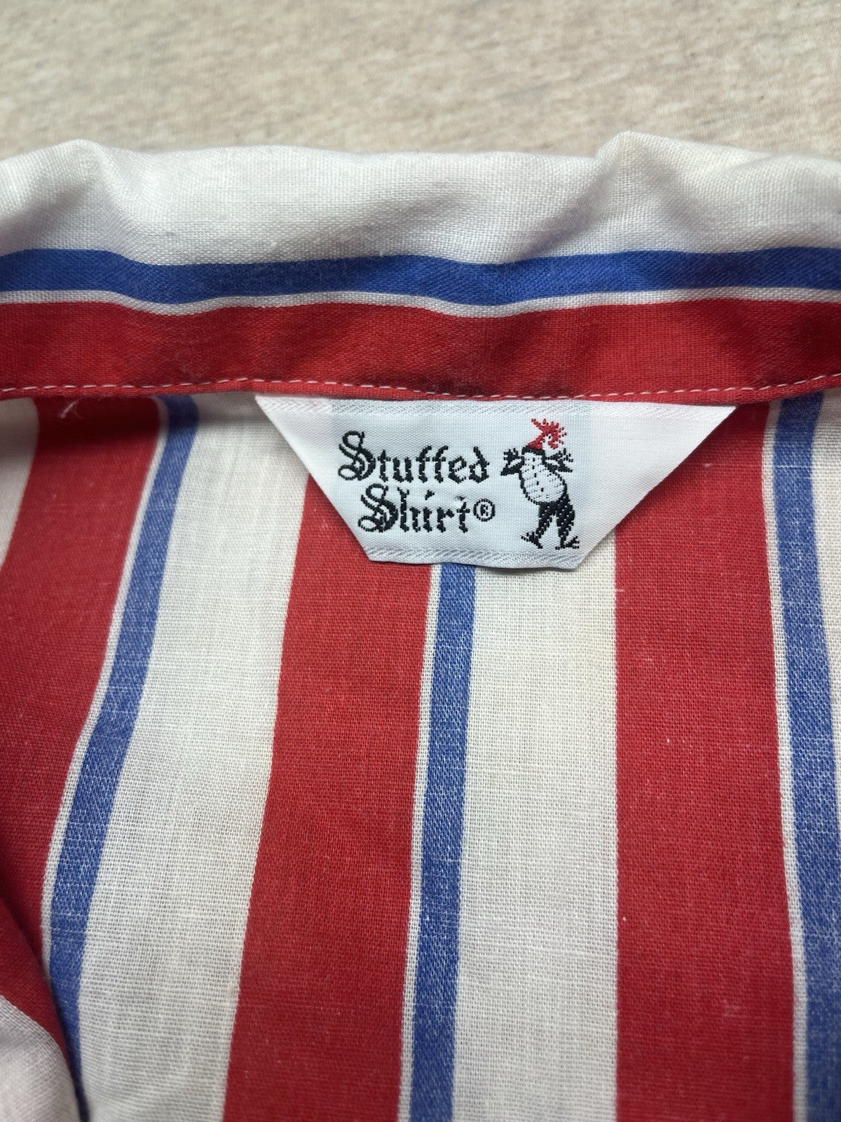 1970s Women’s Red White Blue Striped S Sleeve Cotton Shirt