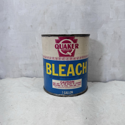 Quaker Bleach Tin Can Paper Label Vintage Empty 