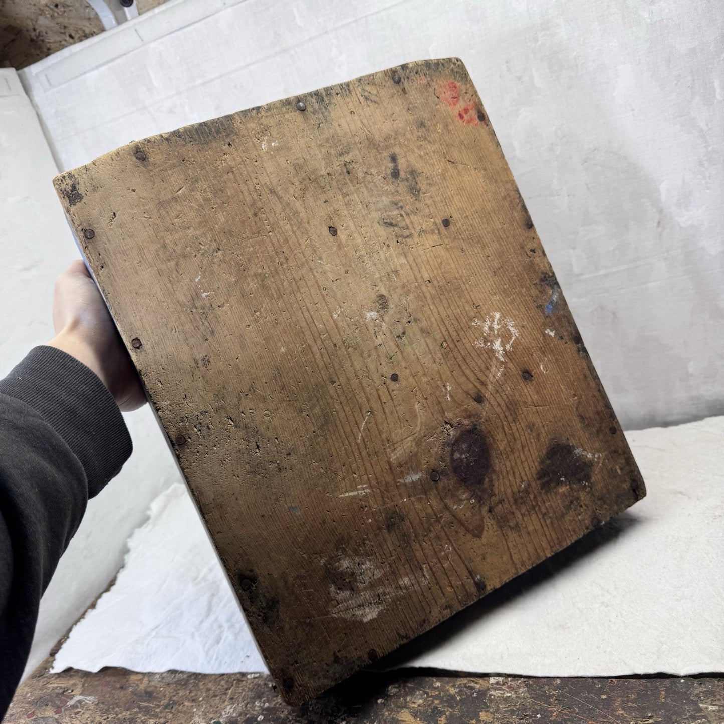 Blue Primitive Caddy Tote Wooden Cubby 