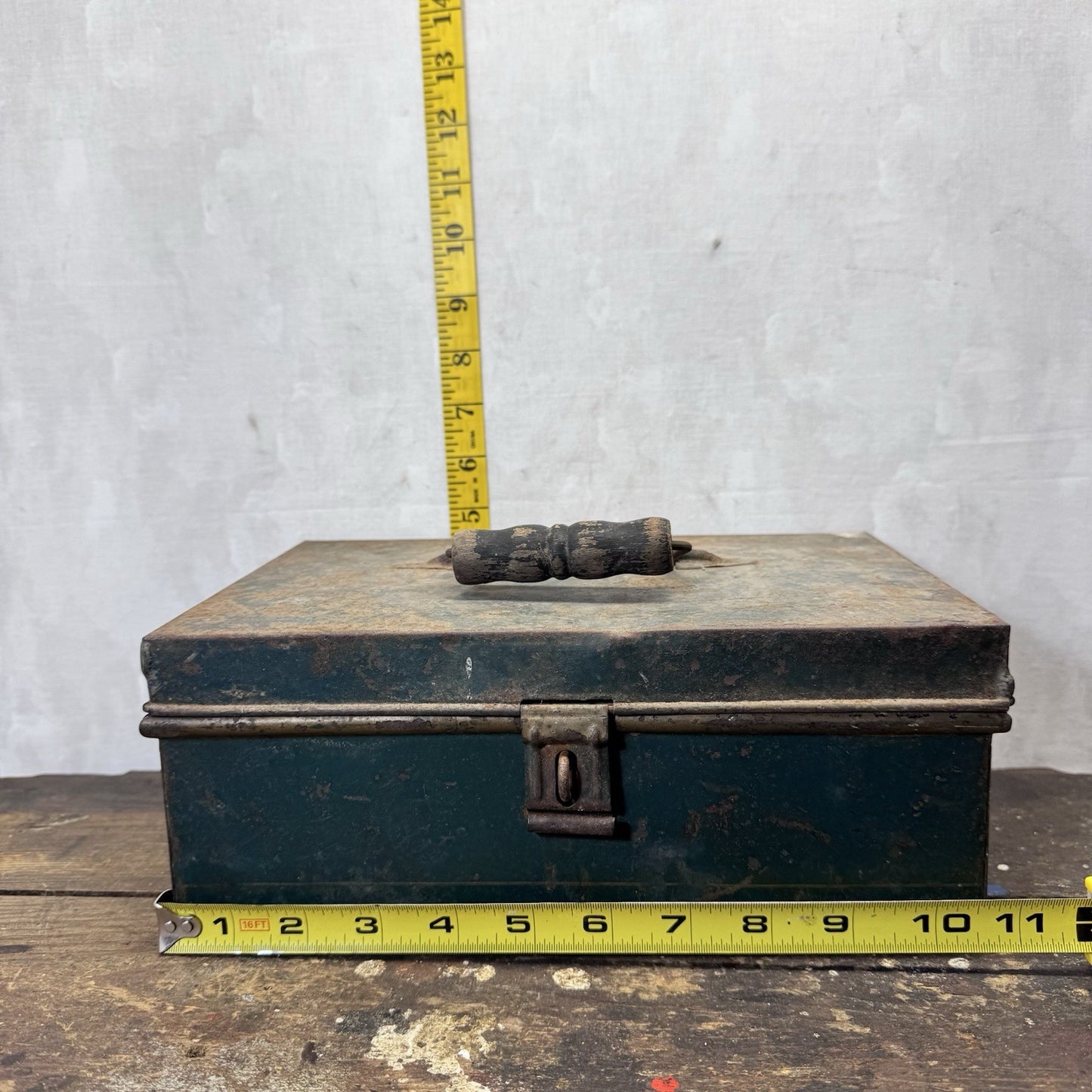 Green Rustic Metal Box Vintage Small