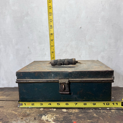 Green Rustic Metal Box Vintage Small