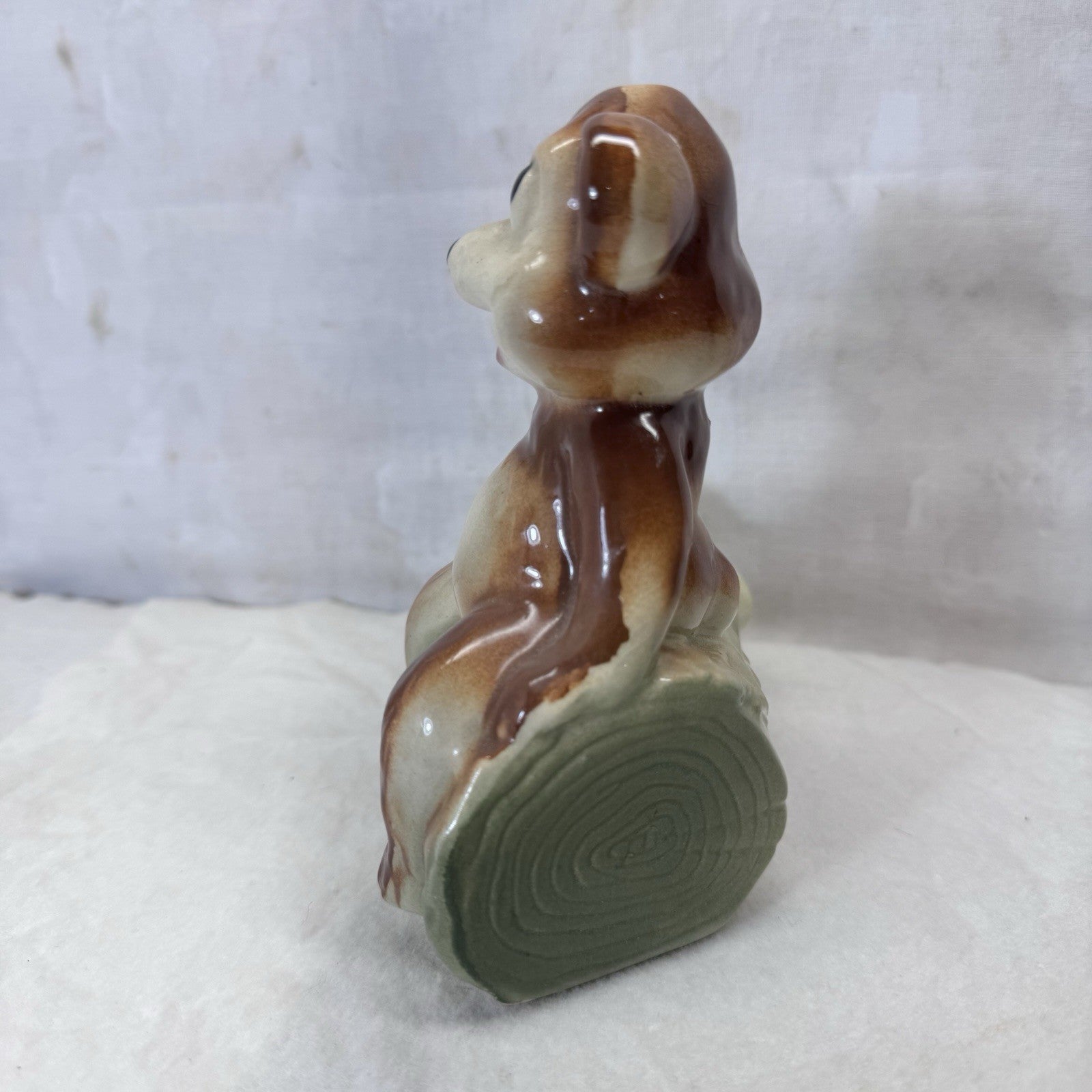 Bear On Log Planter Vintage Ceramic