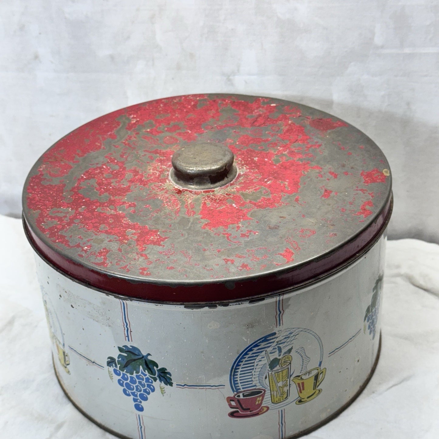 Vintage Rustic Kitchen Cake Canister Tin