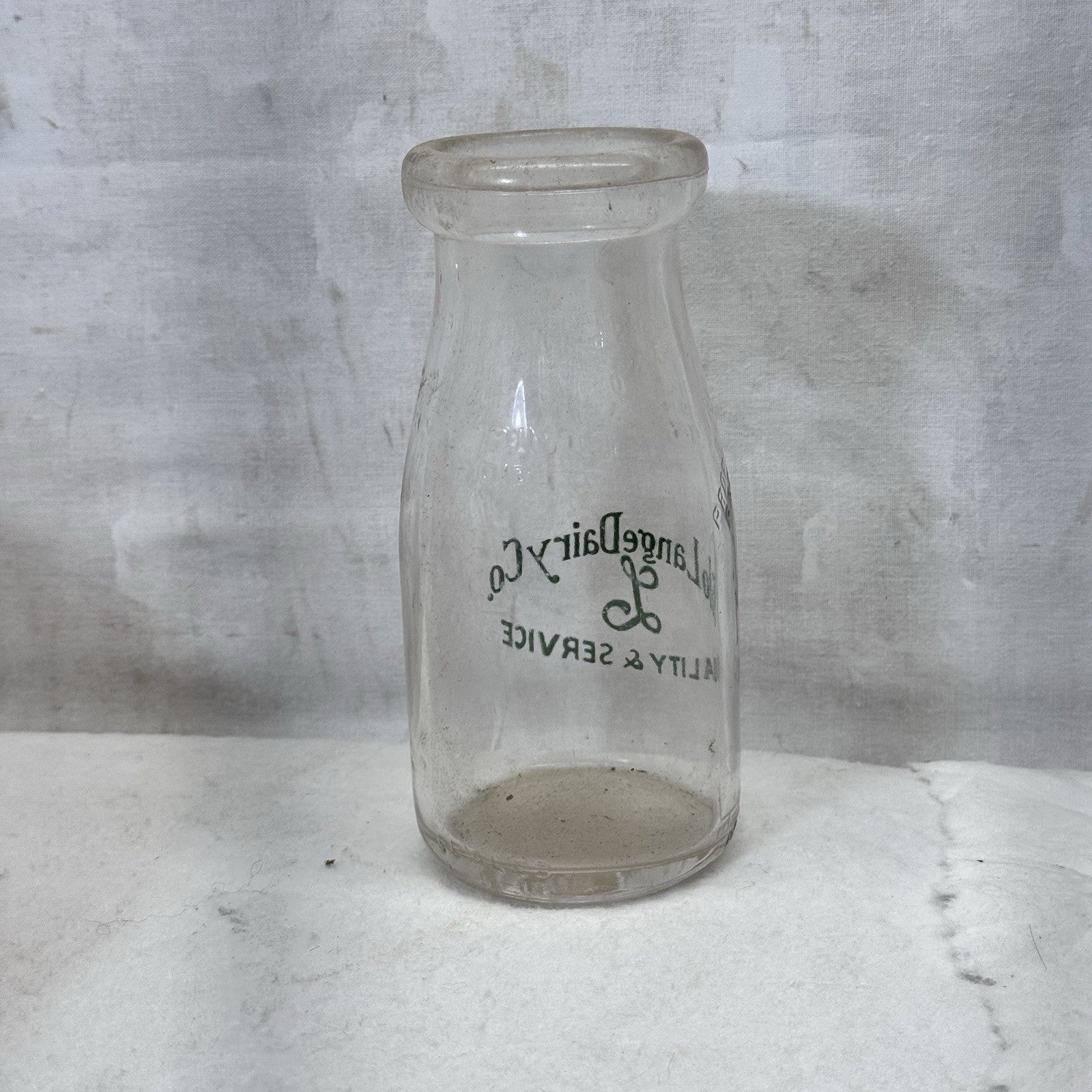 Milo Lange Dairy Co. Milk Glass Bottle Vintage 