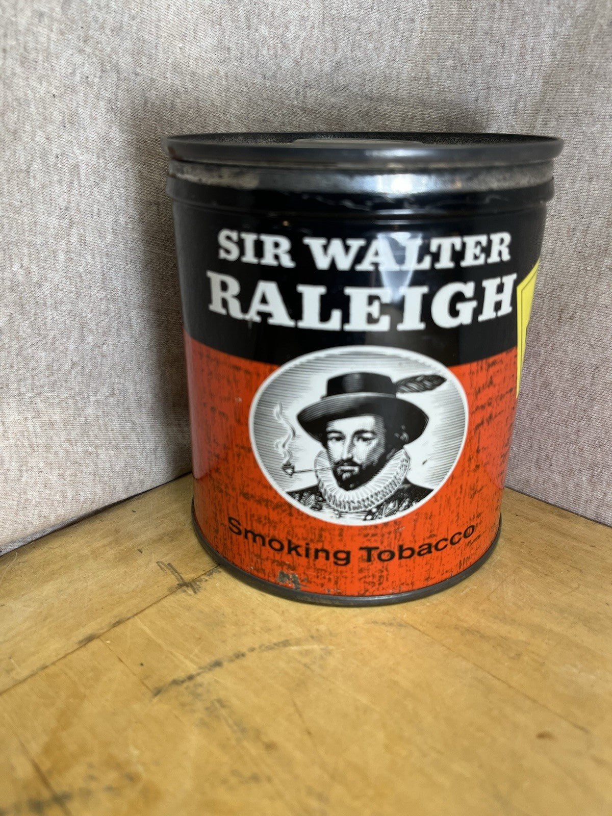 Sir Walter Raleigh Tobacco Tin Round w/Lid 5" Empty Display Prop Vintage