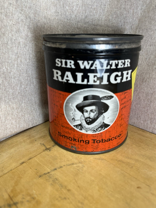 Sir Walter Raleigh Tobacco Tin Round w/Lid 5" Empty Display Prop Vintage