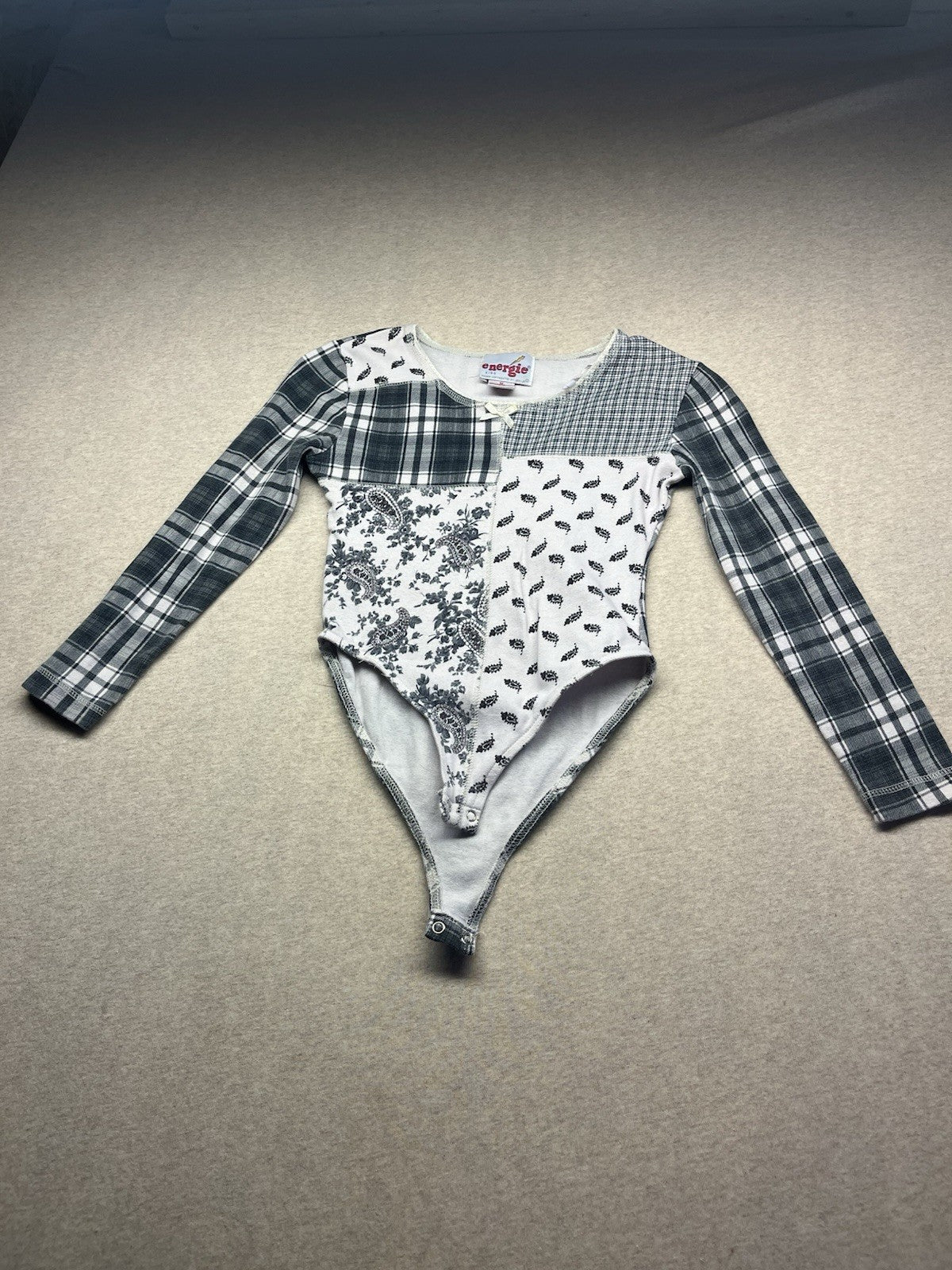 1980-90s Youth Paisley L Sleeve Knit Body Suit