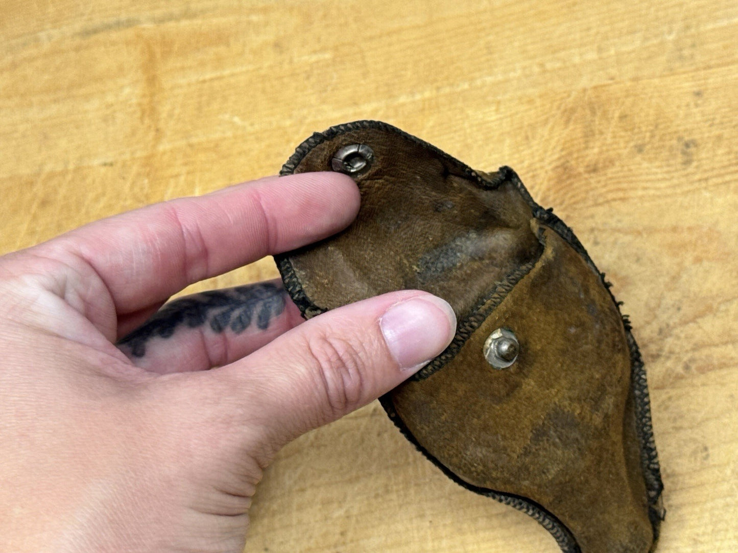 Antique Bike  Tire Gauge With Leather Pouch #1129