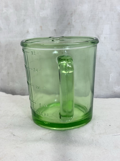 1 Quart Uranium Glass Measuring Cup Vintage Hazel Atlas