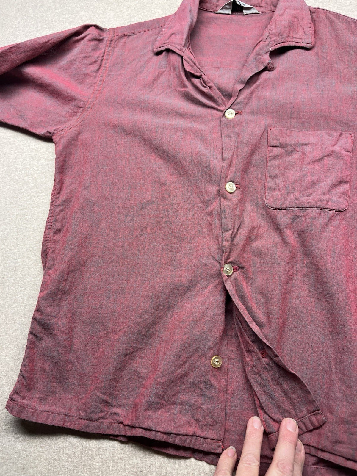 1950s,60s, Boys Youth Faded Red Cotton Shirt 