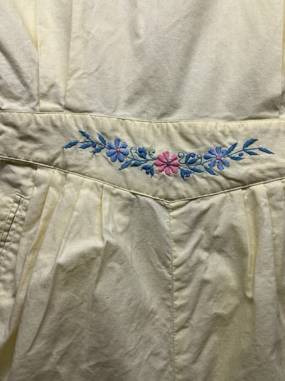 1960s, 70s Women’s Yellow Embroidered Cotton Sleeveless Romper 