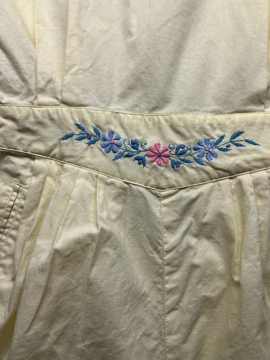 1960s, 70s Women’s Yellow Embroidered Cotton Sleeveless Romper 