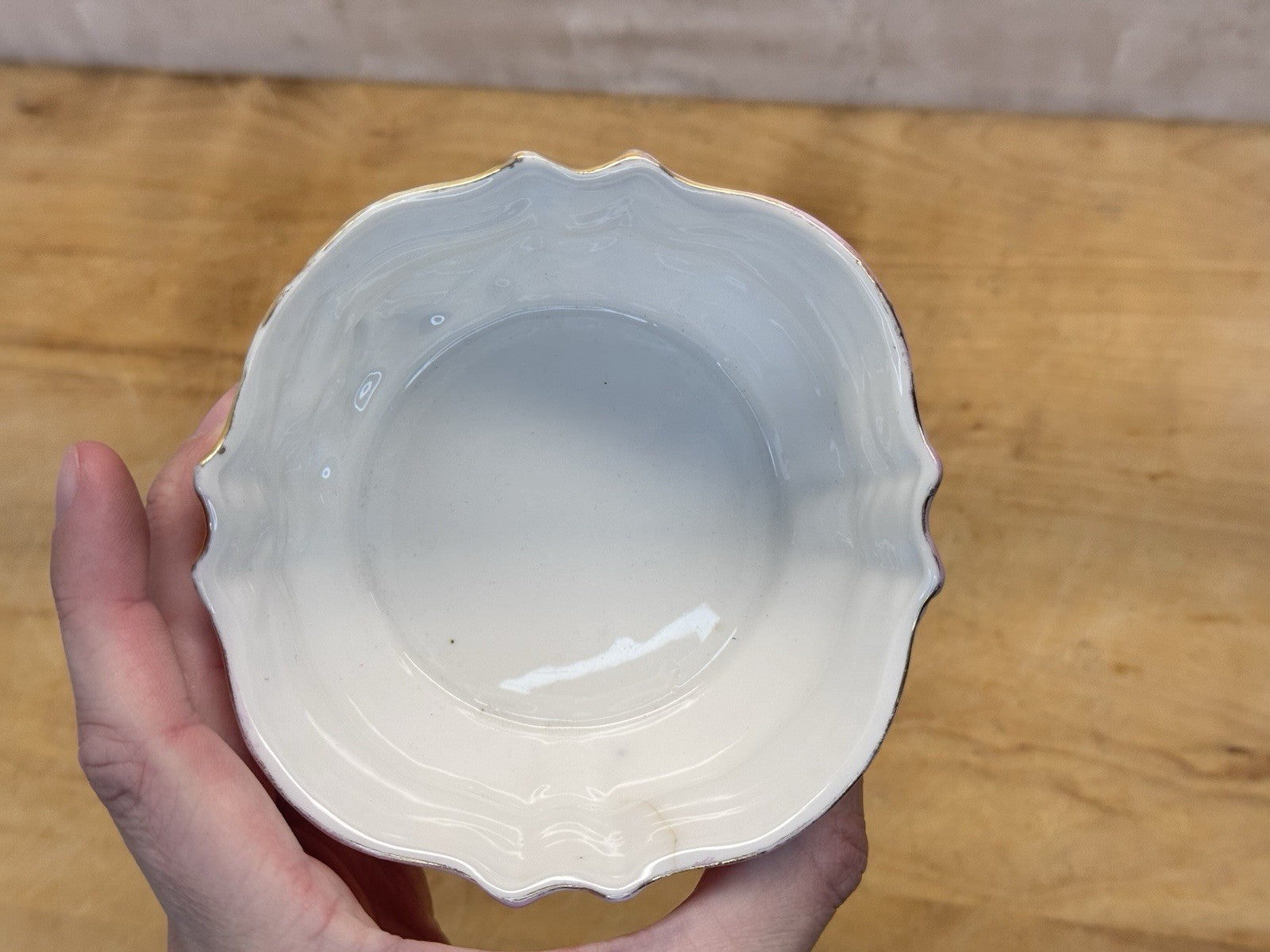 Porcelain Decorative Bowl Gold Painted Accents Pink Antique #1430