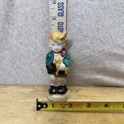 Boy With Horse Toy Figurine Salt Pepper Shaker Japan Vintage