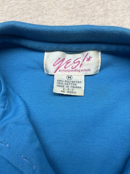 1980s Women’s Blue S Sleeve Knit Polo shirt 