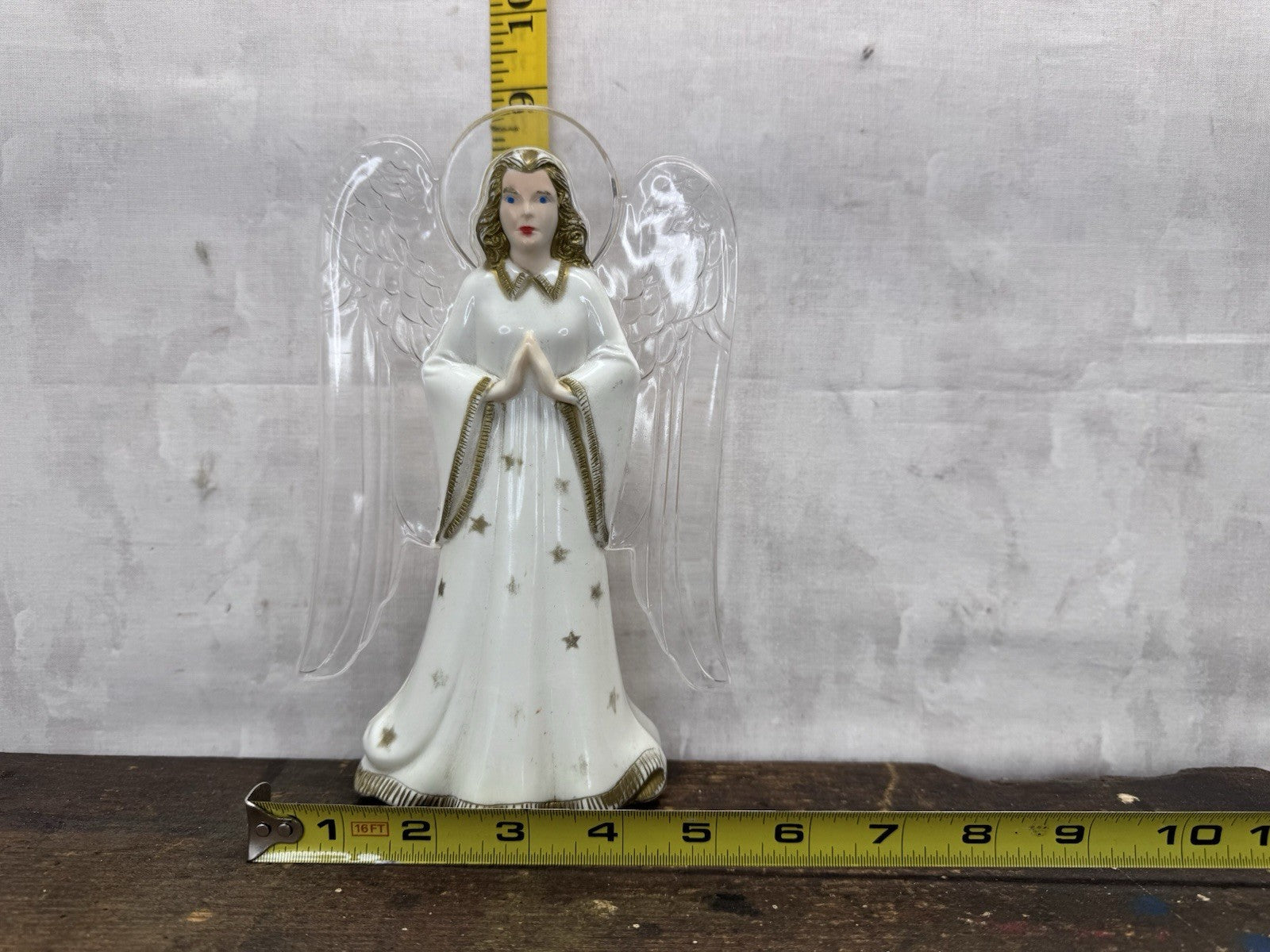 Vintage Plastic Angel Tree Topper Working #1076