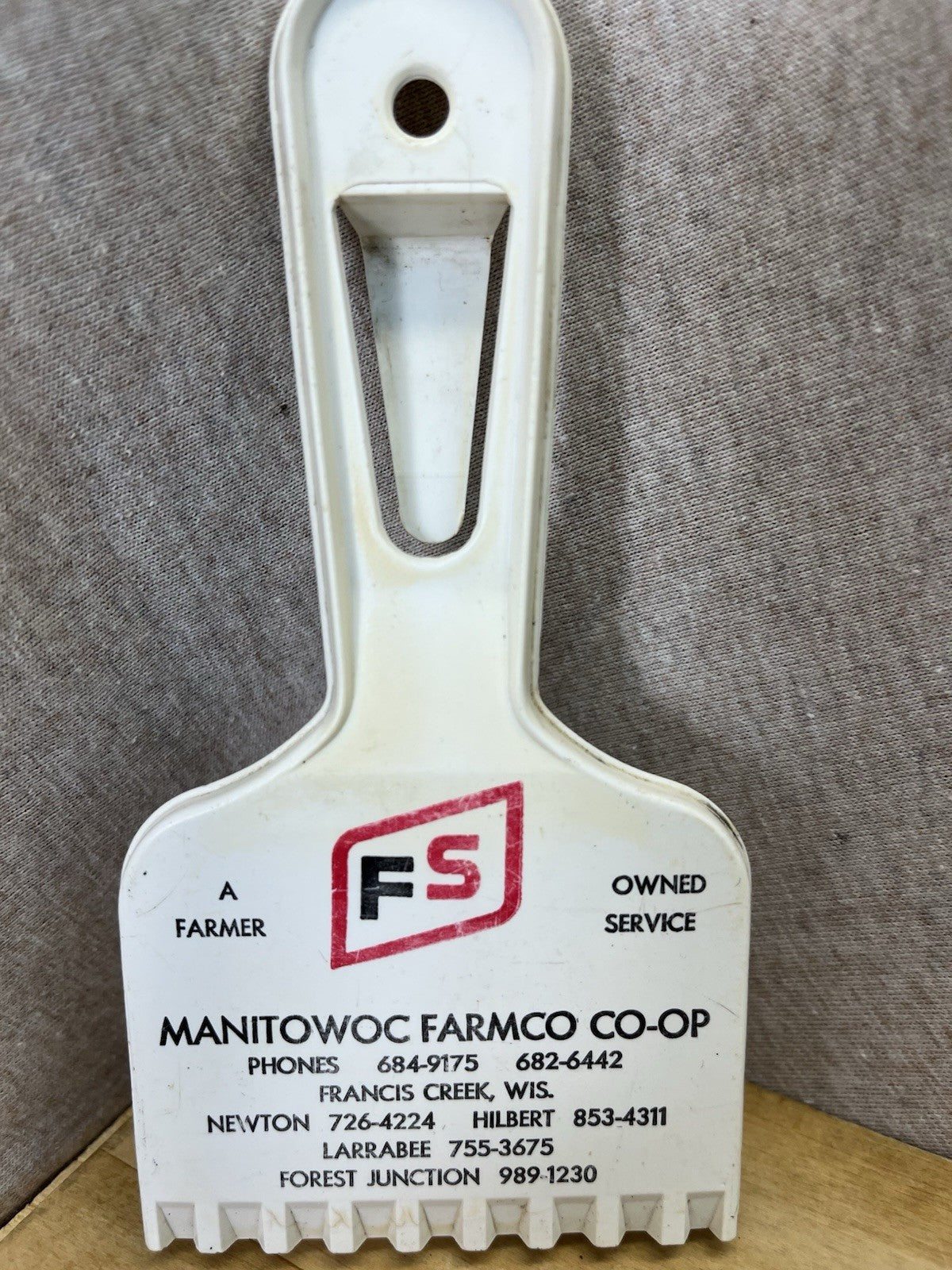 Manitowoc Farm Co-op Ad Ice Scraper Vintage