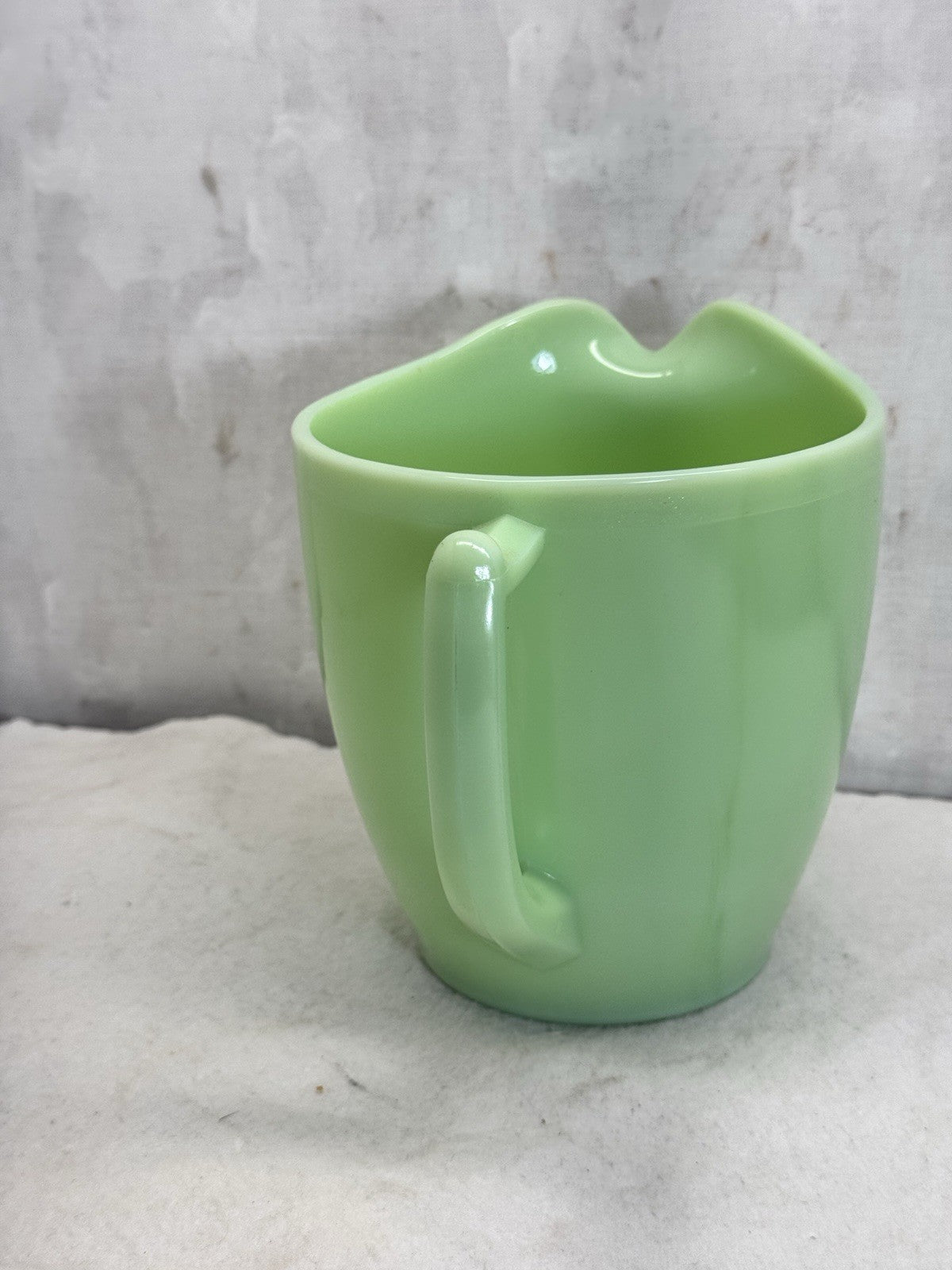 Jeannette Jadite Pitcher Flower Pattern Vintage Glows
