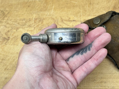 Antique Bike  Tire Gauge With Leather Pouch #1129