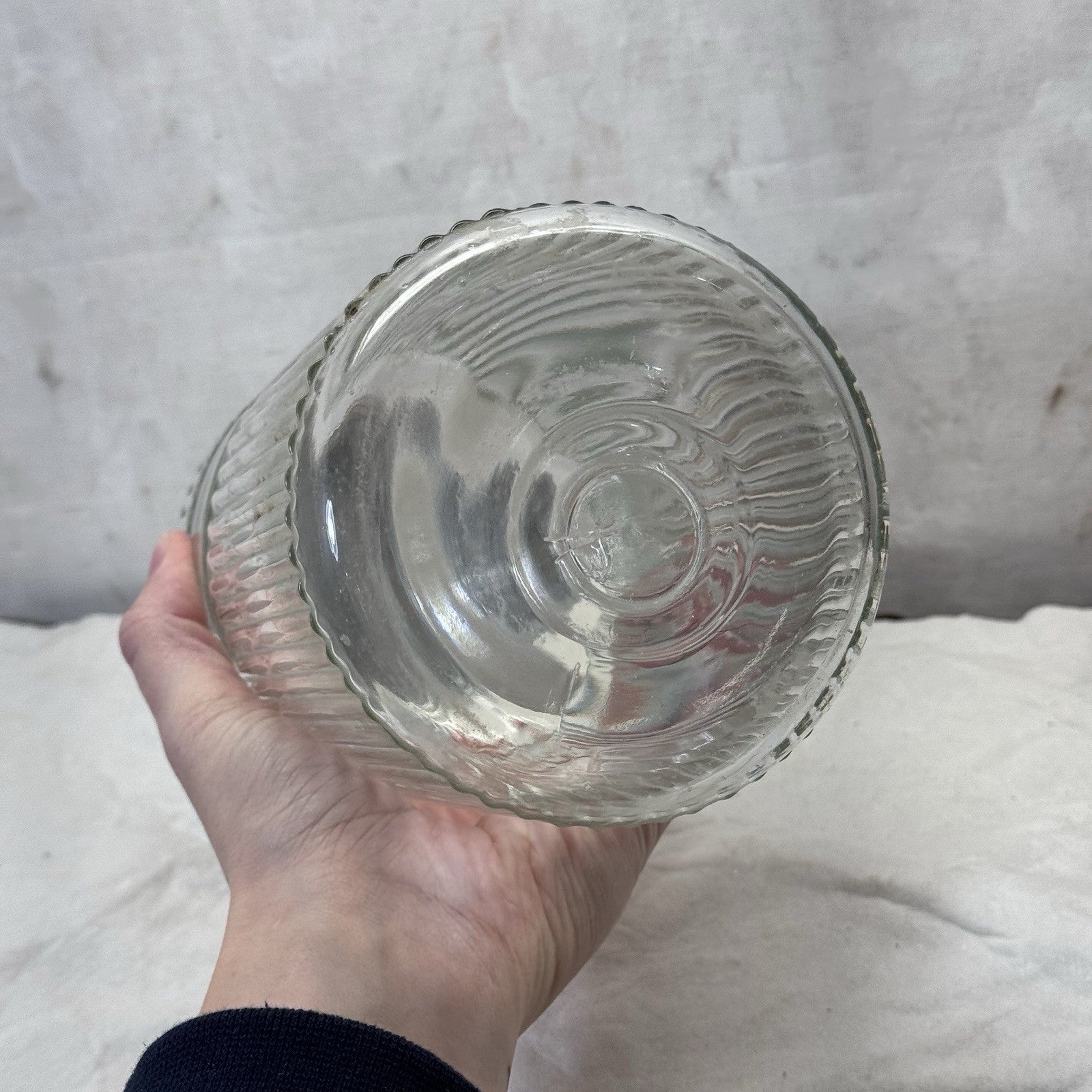 Hoosier Ribbed Clear Jar Tall Vintage Glass
