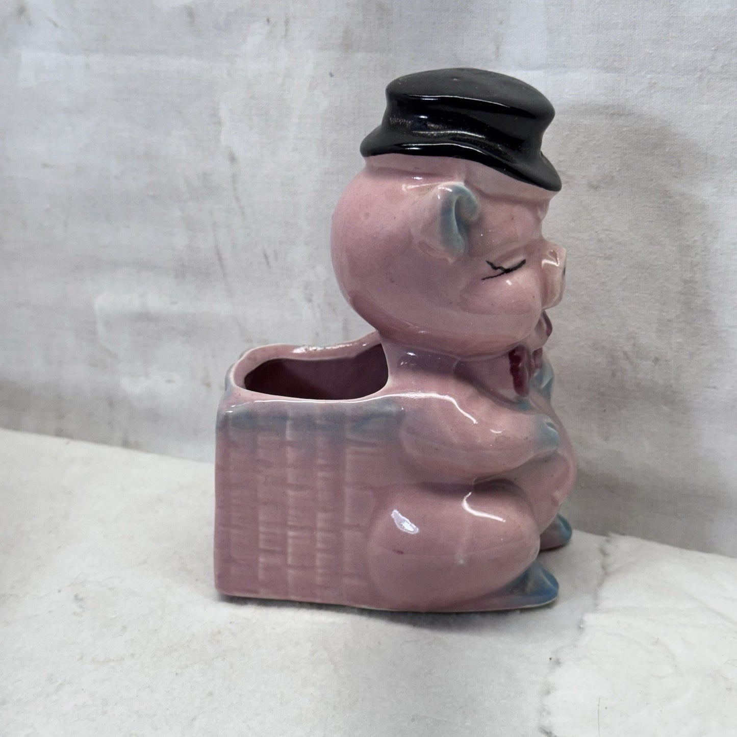 Pig Hat Planter Vase Pot Vintage 