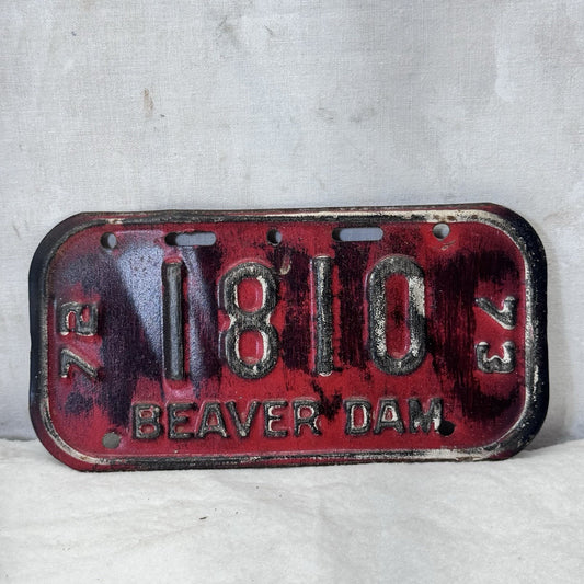 1972 1973 Beaver Dam Wisconsin Bike License Plate