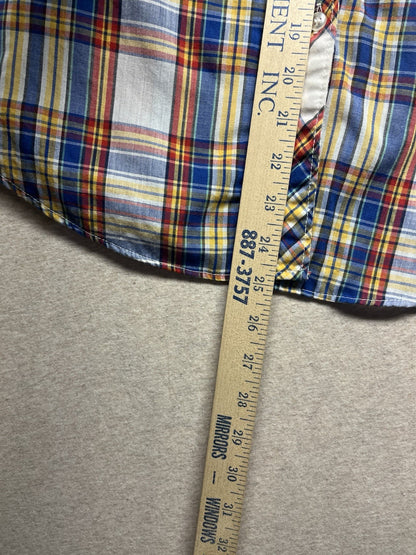 1960s, 70s Women’s Ruffled Plaid L Sleeve Cotton Top