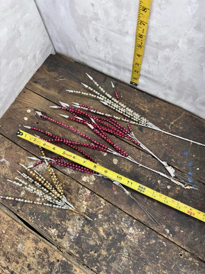 Christmas Glass Bead Stick Garland Vtg #1538