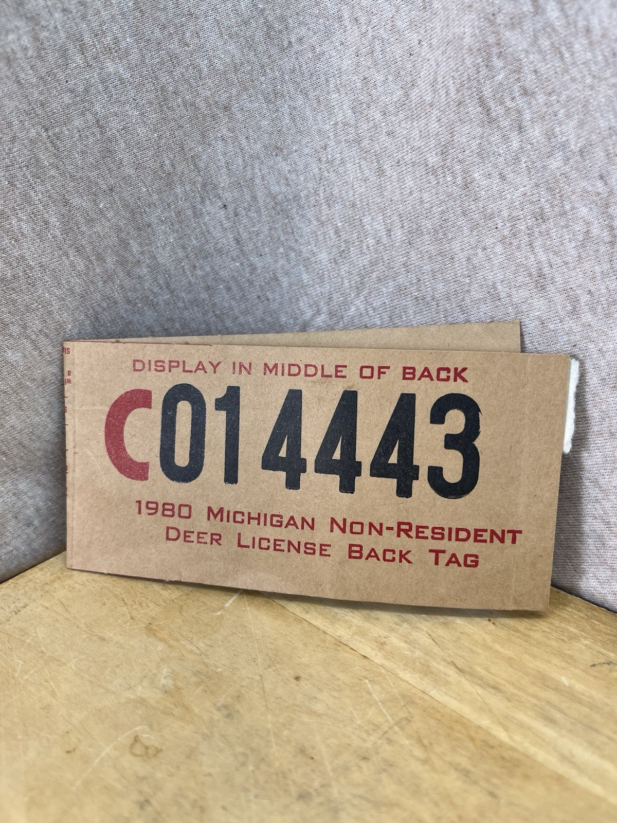 Michigan 1980 Non Resident Deer Back Tag (C014443)
