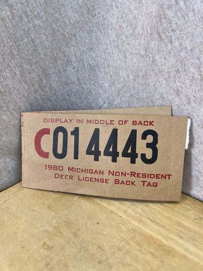 Michigan 1980 Non Resident Deer Back Tag (C014443)