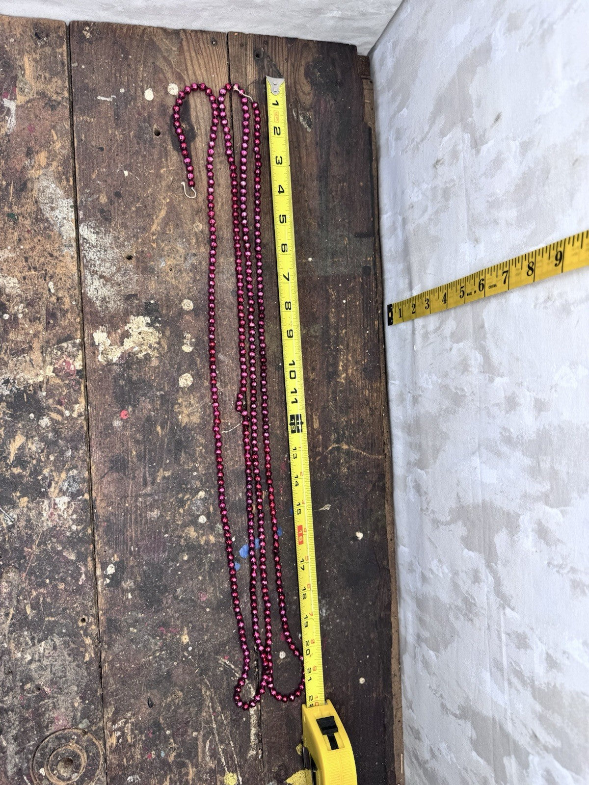 Red Antiqued Glass Beaded Garland 9 Ft #1212