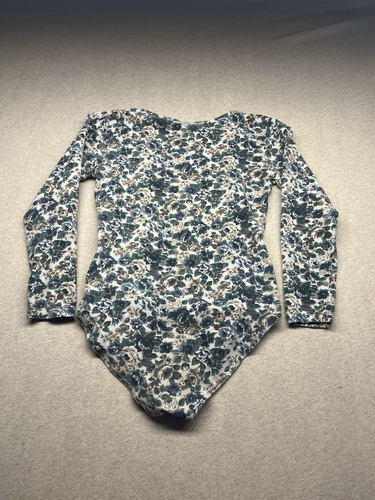 1980-90s Women’s Flowered L Sleeve Knit Body Suit