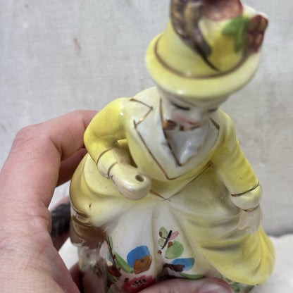 Yellow Dress Lady Figurine Vintage 
