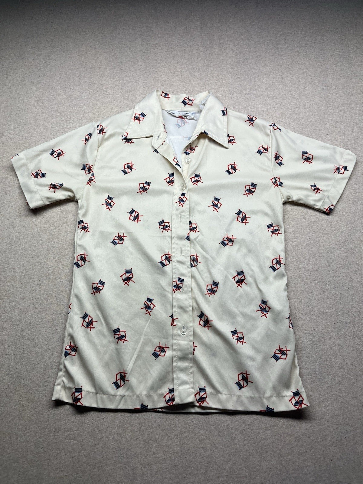 1970s, 80s Boys White Print S Sleeve Shirt