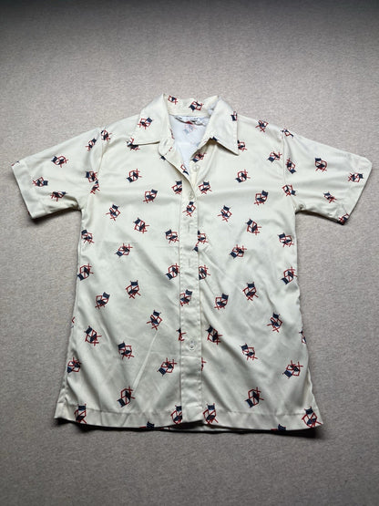 1970s, 80s Boys White Print S Sleeve Shirt