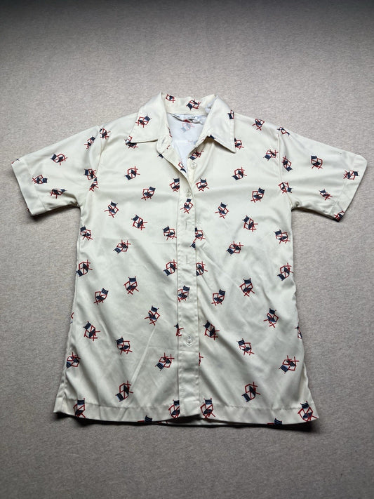 1970s, 80s Boys White Print S Sleeve Shirt