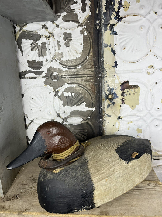 Antique Vintage Wood Duck Decoy With Minnesota Marked Weight