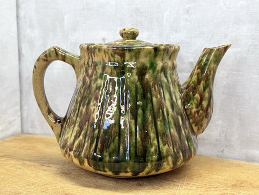 Antique Yellow Ware Spongeware Tea Pot #1148