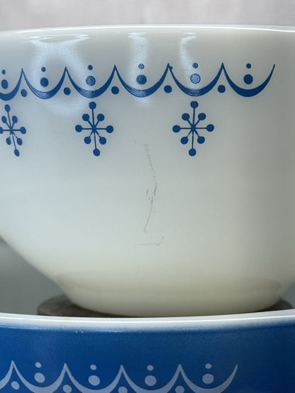 Vtg Pyrex Blue Garland Snowflake Cinderella Nesting Mg  Bowls Set of 4 #S-1695
