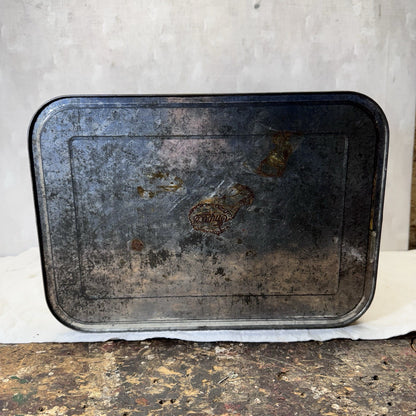 Empeco Blue Cream Tan Kitchen Bread Box Tin