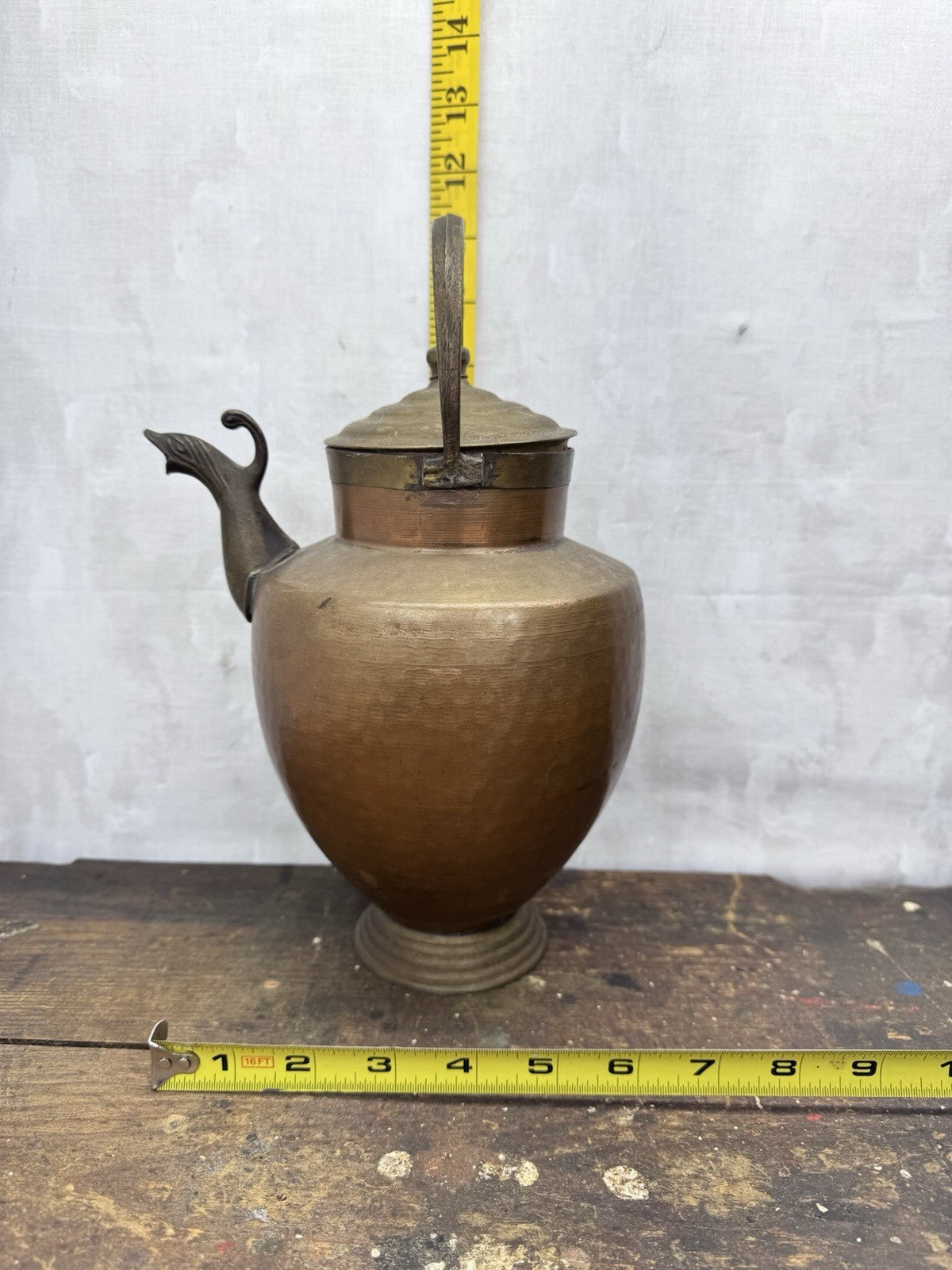 Amphora Copper Jug ​​with Brass Spout 1900-1920 Antique #1160