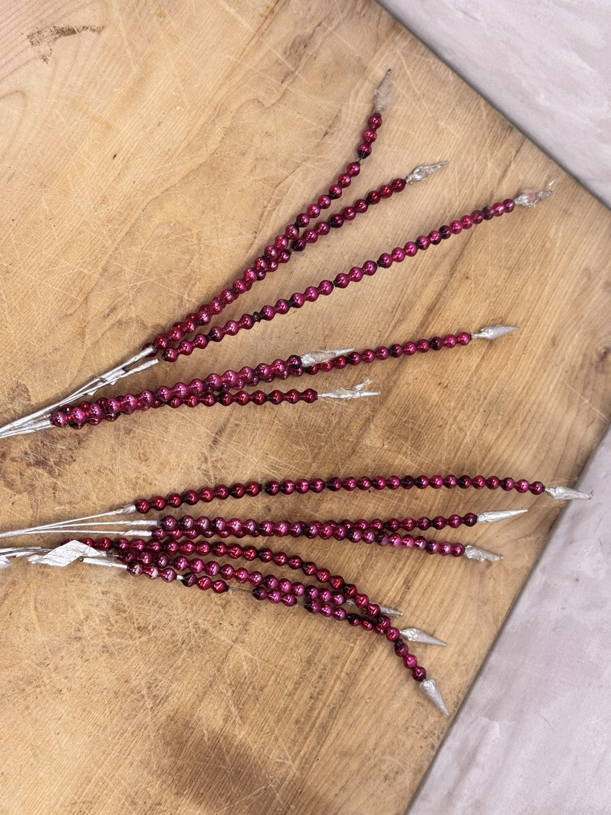 Christmas Glass Bead Stick Garland Vtg #1538