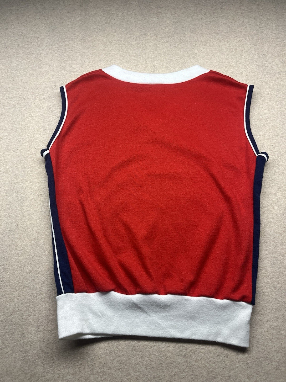1970s Women’s Red White Blue Sleeveless Knit Shirt