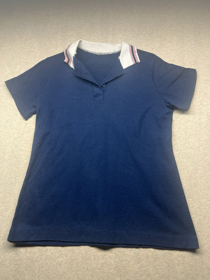 1980s Women’s Red Wht Blue Knit S Sleeve Shirt