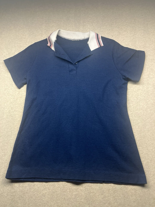 1980s Women’s Red Wht Blue Knit S Sleeve Shirt
