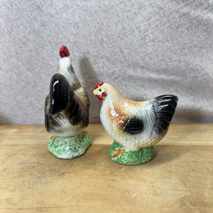 Vintage Rooster Hen Salt Pepper Shakers Japan