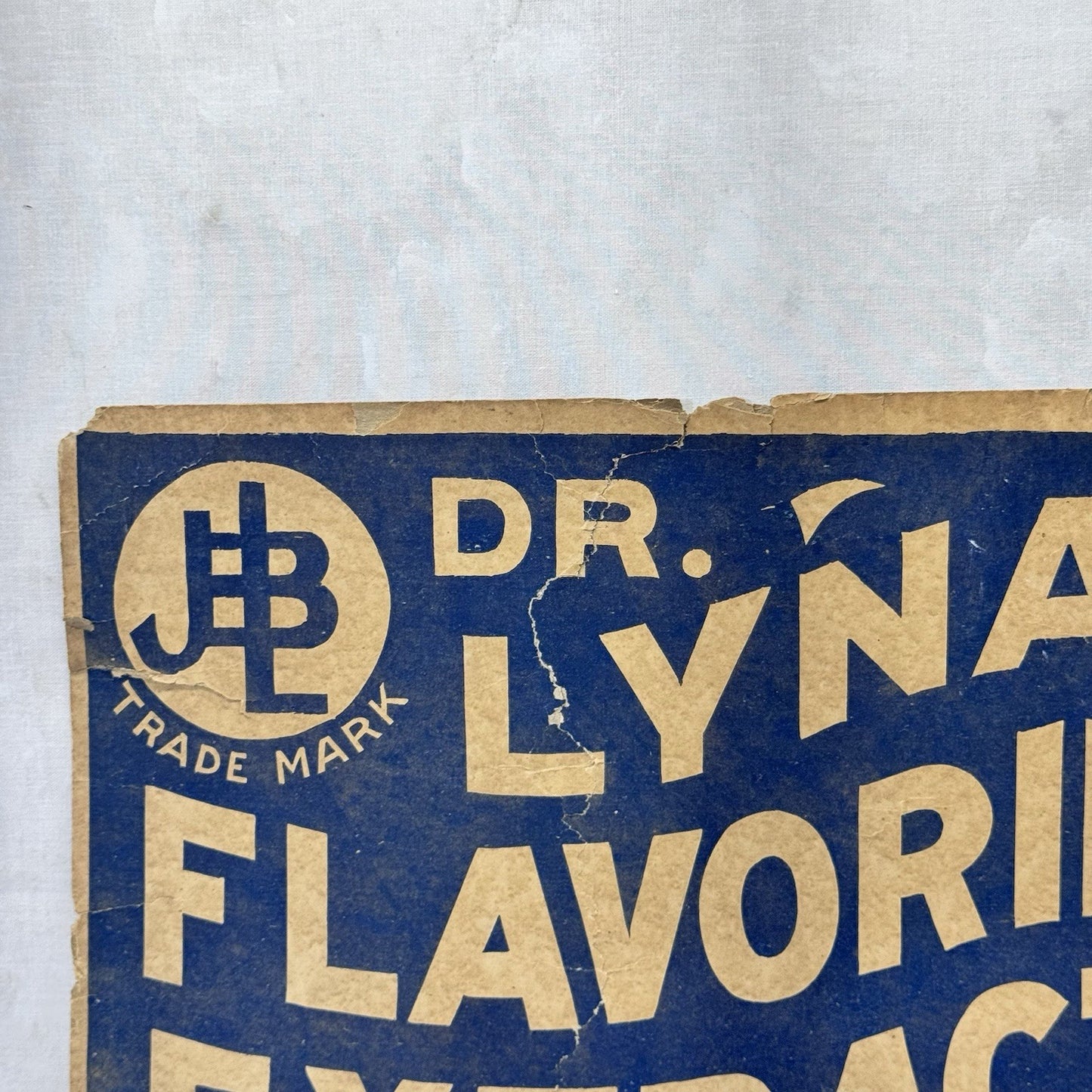 Dr Lynas Flavoring Extracts Heavy Cardboard Vintage Sign Flawed