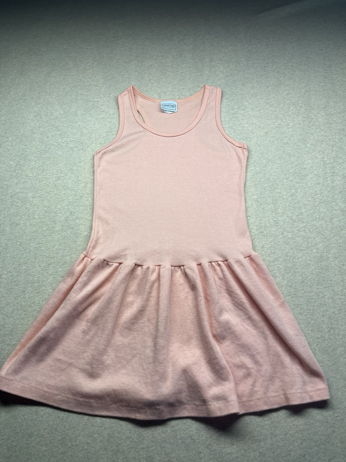 1970s Youth Size 14 Peach Knit Sundress