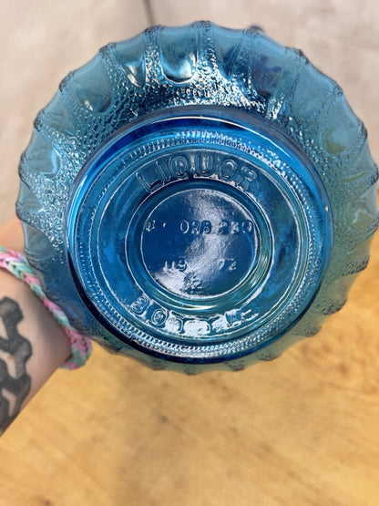 Vintage Blue Empty Liquor Bottle #1105