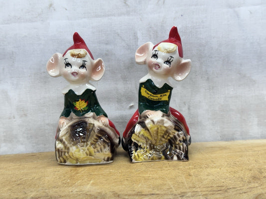 Ceramic Pair Of Elves Made In Japan #1139
